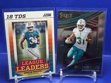 Raheem Mostert 2 Card 2024 Panini Score League Leaders + 2023 Select Numbers