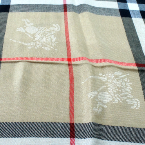 Vintage Burberry Giant Check 100% Cashmere Shawl Beige Luxury Women's Scaf - Picture 7 of 15
