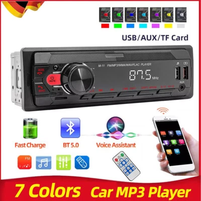 UNBRAND 1DIN Autoradio mit Bluetooth Freisprech USB SD TF Aux IN FM 7 Farben MP3 Player