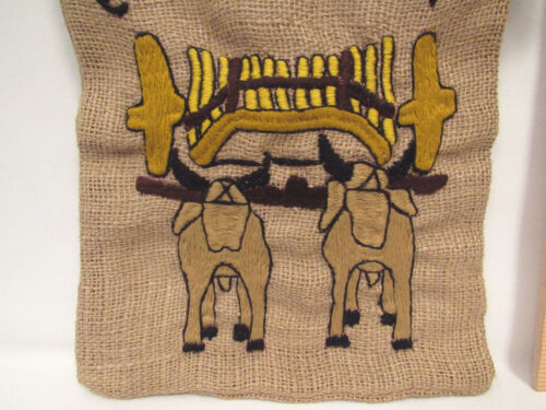 LA ESPERANZA EL SALVADOR BURLAP SHOULDER BAG EMBROIDERED OXEN FULLY LINED NEW - Picture 3 of 10