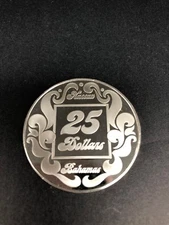 Paradise Island Casino Nassau,Bahamas $25 Silver Gaming Token by Franklin Mint #
