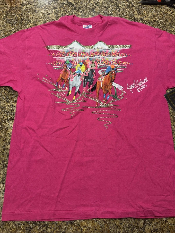 Camiseta De Colección 1995 Talla XL Kentucky Derby Puntada Única Pintada a Mano Joan Studwell Foto 2 de 4