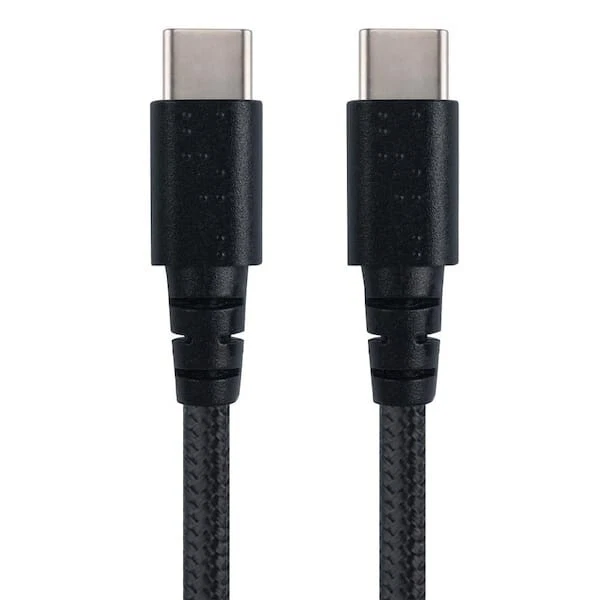 6 ft. USB-C to USB-C Black Braided Phone Charging Cable Reversible Extra Long - Image 2 of 4