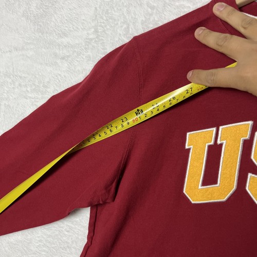 USC Trojans Maglione Manica Lunga T-Shirt Uomo Piccolo Rosso Oro Nuovo con etichette Y2K Vintage - Foto 4 di 14