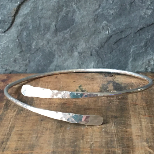 Silver Solid Bangle-Stacking Charm Bangle Handmade Crafted Bangle - Picture 4 of 12
