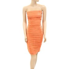Urban Outfitters Ruched Solid Tube Mini Dress Bodycon Strapless Beach S 275624