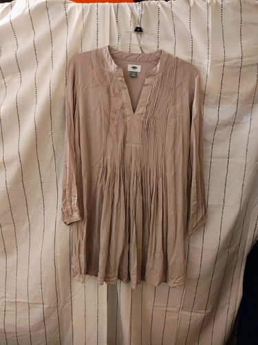 Old Navy Damen M plissiert Langarmshirt Oberteil Bluse lang
