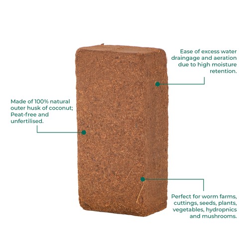 Coco Coir Compost Brick | 100% Natural | Grow Your Own Coco Peat Soil (650g) - Picture 28 of 30