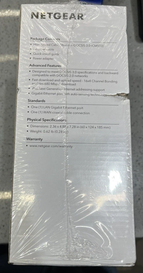 Netgear CM500 Black High Speed Portable Dual Band DOCSIS 3.0 Cable Modem NEW - Image 2 of 4