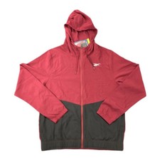 NWT Reebok Mens Full Zip Training Woven Jacket Classic Maroon/Black Medium
