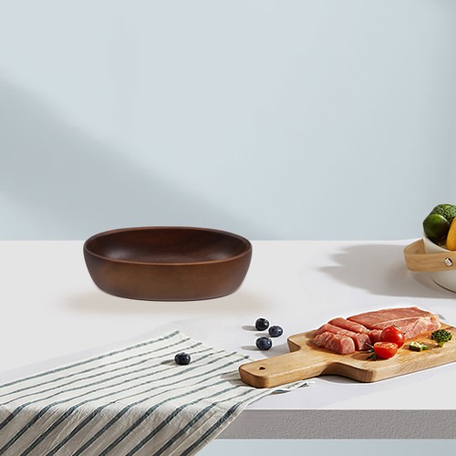Boat-shaped Wooden Bowl Extra Large Salad Fruit for Kitchen Counter - Picture 10 of 12