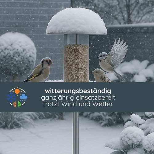 MeLiTec Design-Futterstation, Vogelhaus stehend VH04, Edelstahl matt gebürstet - Bild 2 von 5