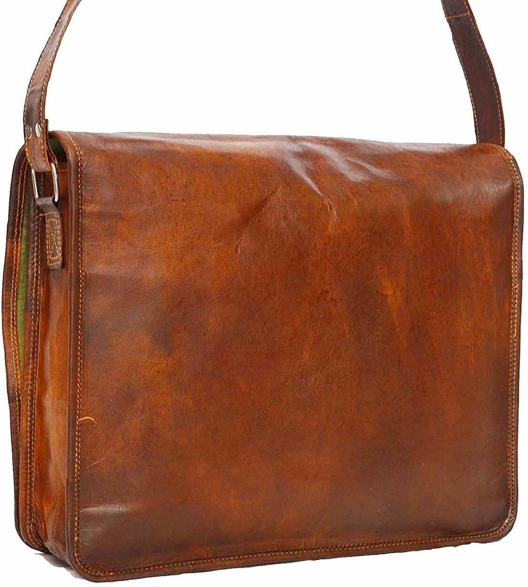 Men's Bag 100% Goat Genuine Leather Shoulder Bag Pattern Messenger