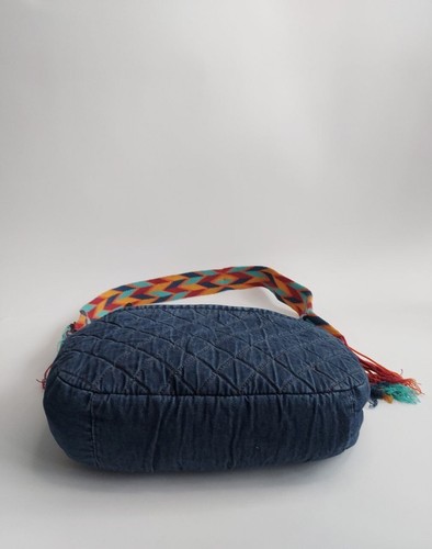 Bolso Bandolera Wayuu Hecho a Mano Cartera Colombiana Azul Jean Multicolor - Imagen 7 de 12