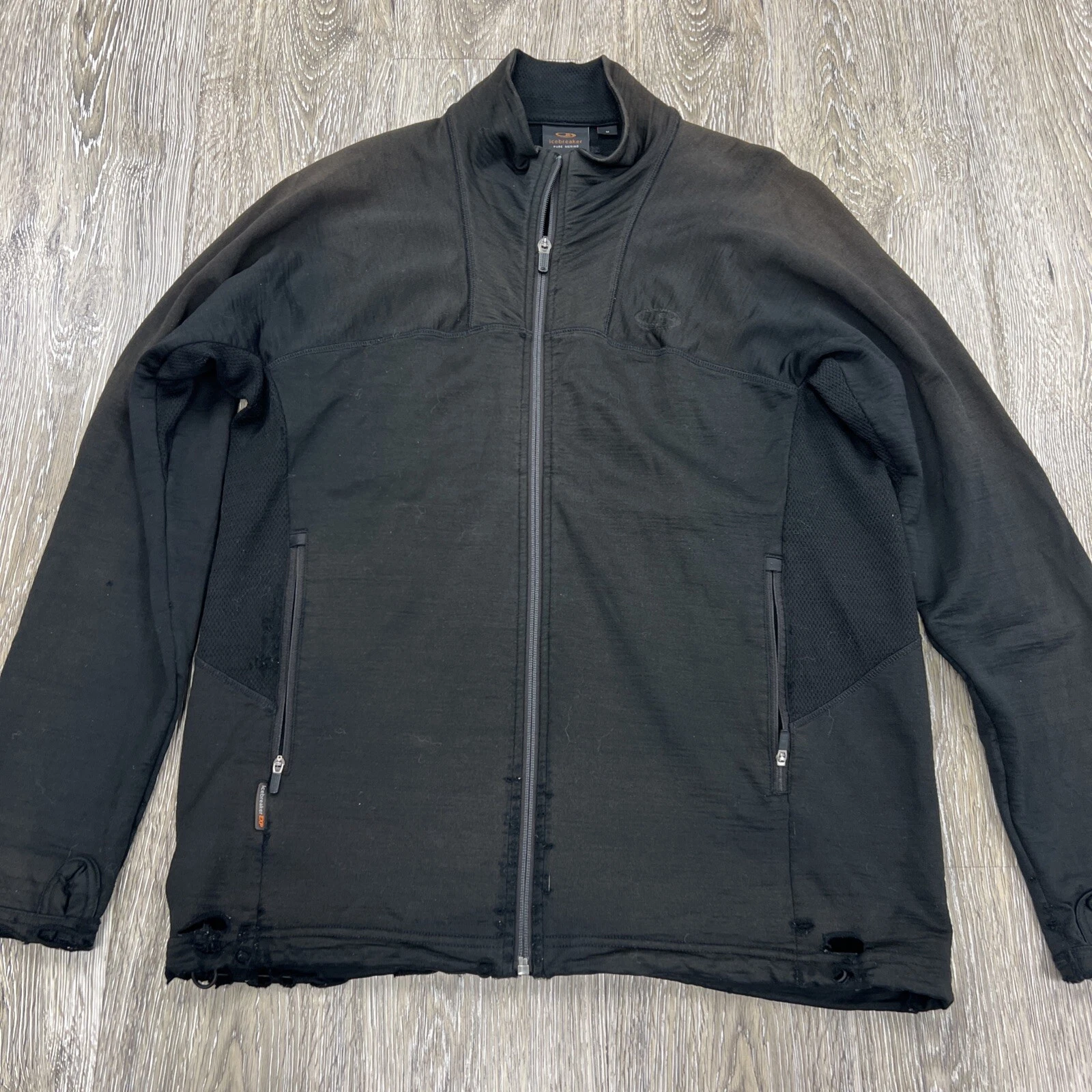 Icebreaker Full Zip Jacket Mens Medium Merino Wool Soft Base Layer *Defects*
