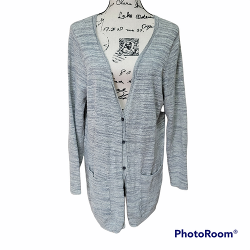 G.H. Bass & Co. graue Langarm Strickjacke mit Knopfleiste