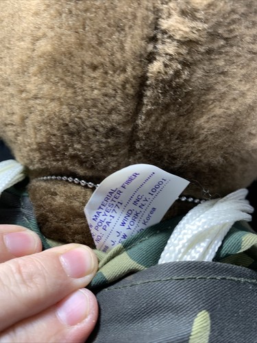 J.J. Wind Patriot Teddy Bear Us Army Animal Plush Toy US Army 20" Vintage 1987 - Picture 5 of 6