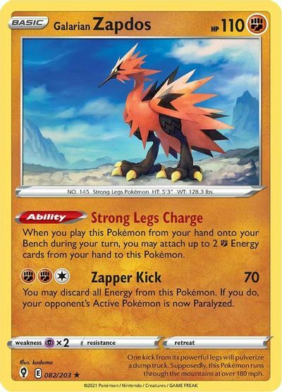 galarian zapdos pokemon card value V 080/198 Chilling Reign NM Full Art Ultra Rare Pokemo your opponent takes 2 Prize cards 2021 Pokemon Sword & Shield
