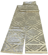 Japanese Vintage Kimono Maru Obi silk silver reversible expensive 174x12.5in