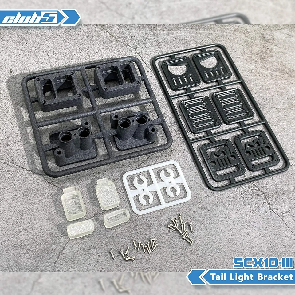 Tail Light Housing w/Clear Lens/Cover Guard for SCX10 III Jeep JL Wrangler - Image 2 of 4