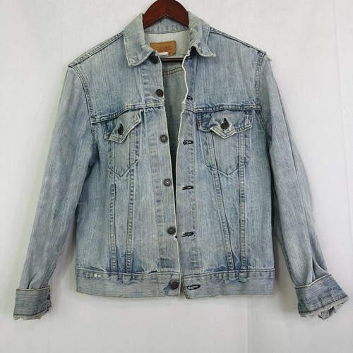 Levi’s Denim Distressed Jacket White Washed Streetwear Hipster Vintage Style - Picture 9 of 9