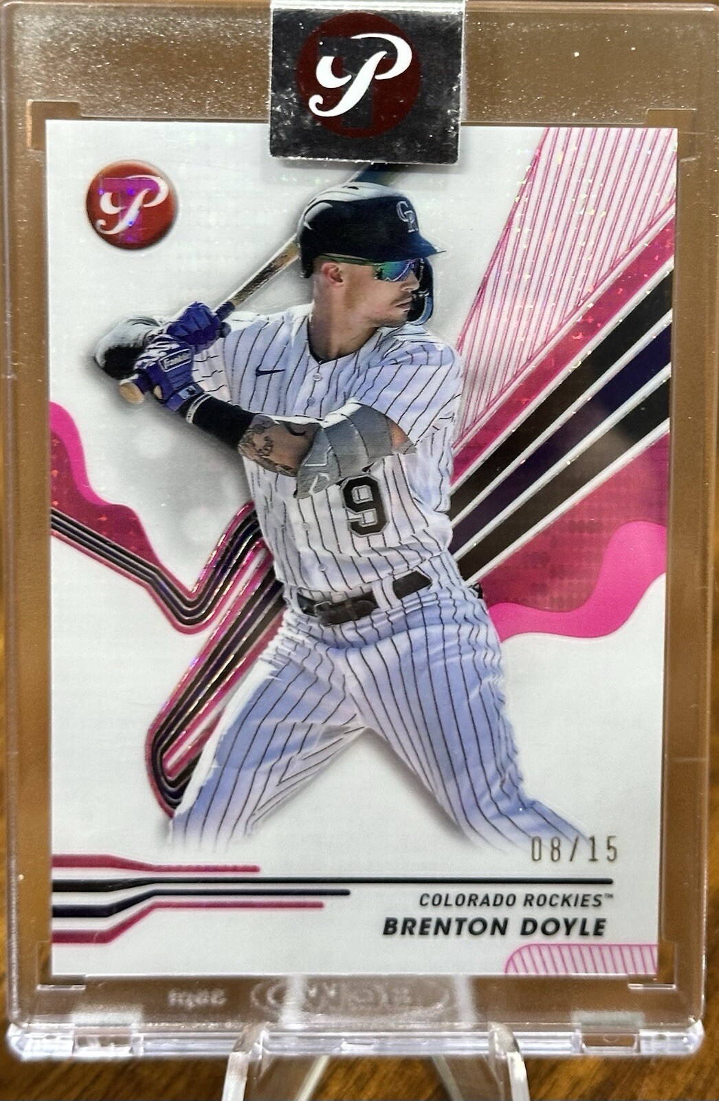 2024 Topps Pristine Brenton Doyle Pink Pulsar Refractor #8/15 No. 86 Encased