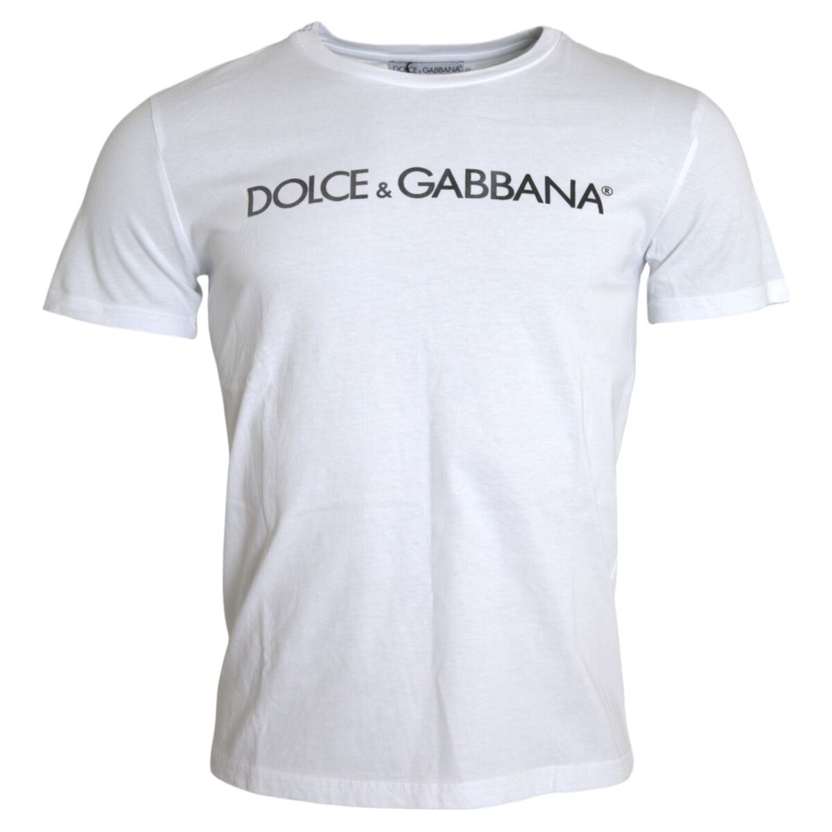 DOLCE & GABBANA T-shirt White Logo Print Cotton Crew Neck DOLCE & GABBANA T-shirt White Logo Print Cotton Crew Neck