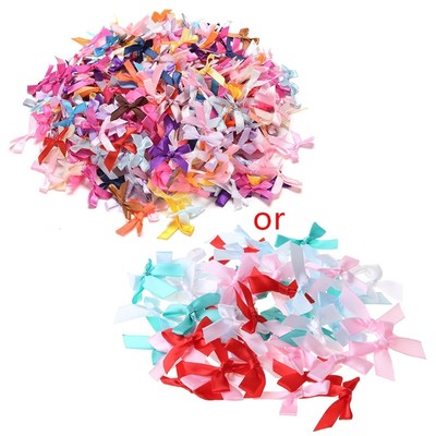 100Pcs Mini Satin Ribbon Flowers Bows Gift Craft Wedding Decoration ornament