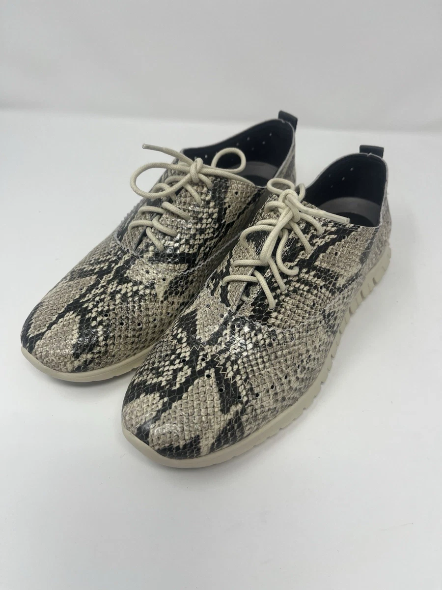 Cole Haan Women\'s Black and Cream Snake Print Oxfords Size 8 Cole Haan Grand Series Snake Print Leather Oxford Shoes  main image 4
