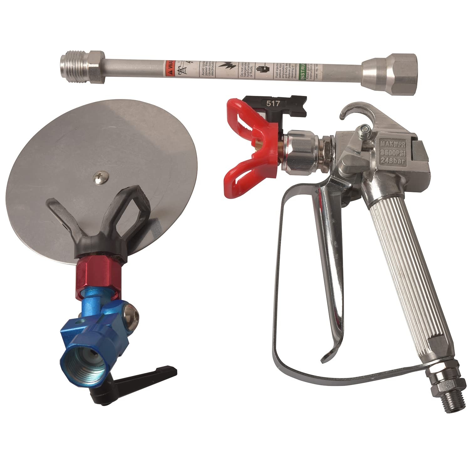 High-Power 3600 PSI Airless Paint Spray Gun with 517 Tip & Spray Guide