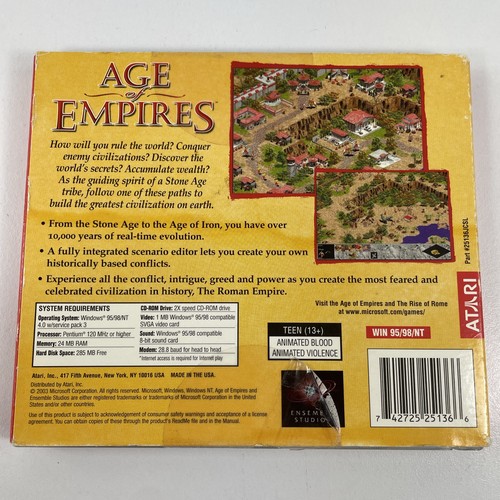 Age Of Empires Gold Edition w/ Rise of Rome Expansion - PC -Compilation Game- JC - Picture 2 of 10