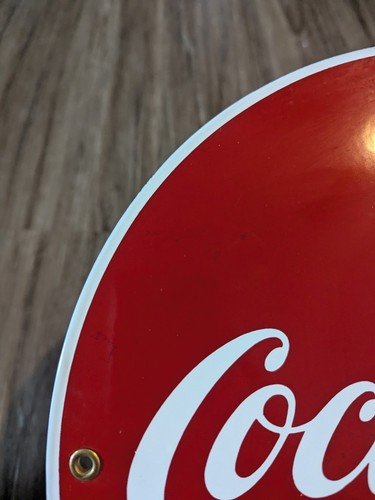 VTG Coca Cola Plate Porcelain Coke Sign Gas Station Pump 4 Holder Spots 12" - Picture 18 of 18