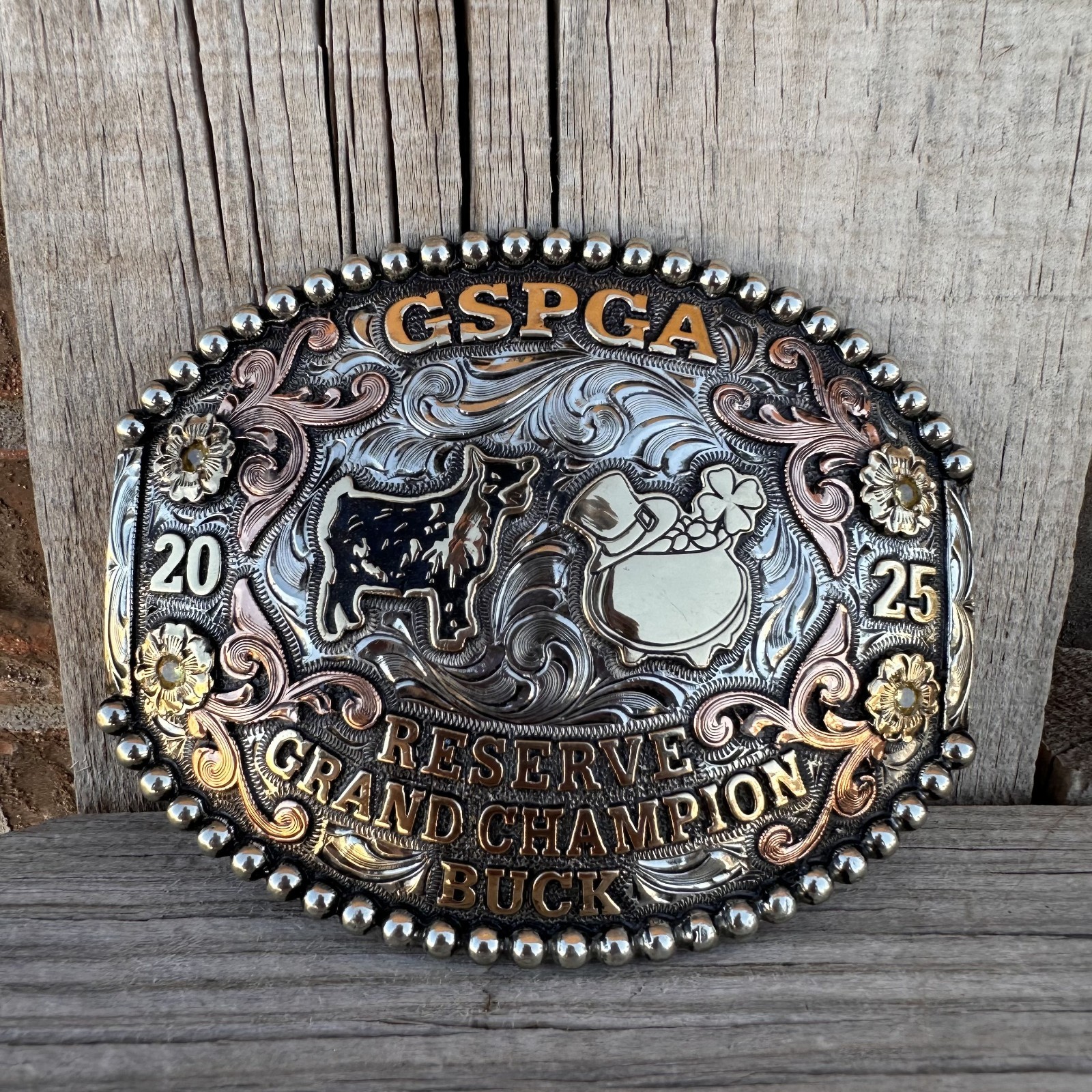 Cowboy Trophy Rodeo Style Belt Buckle with reserve grand champion buck ...