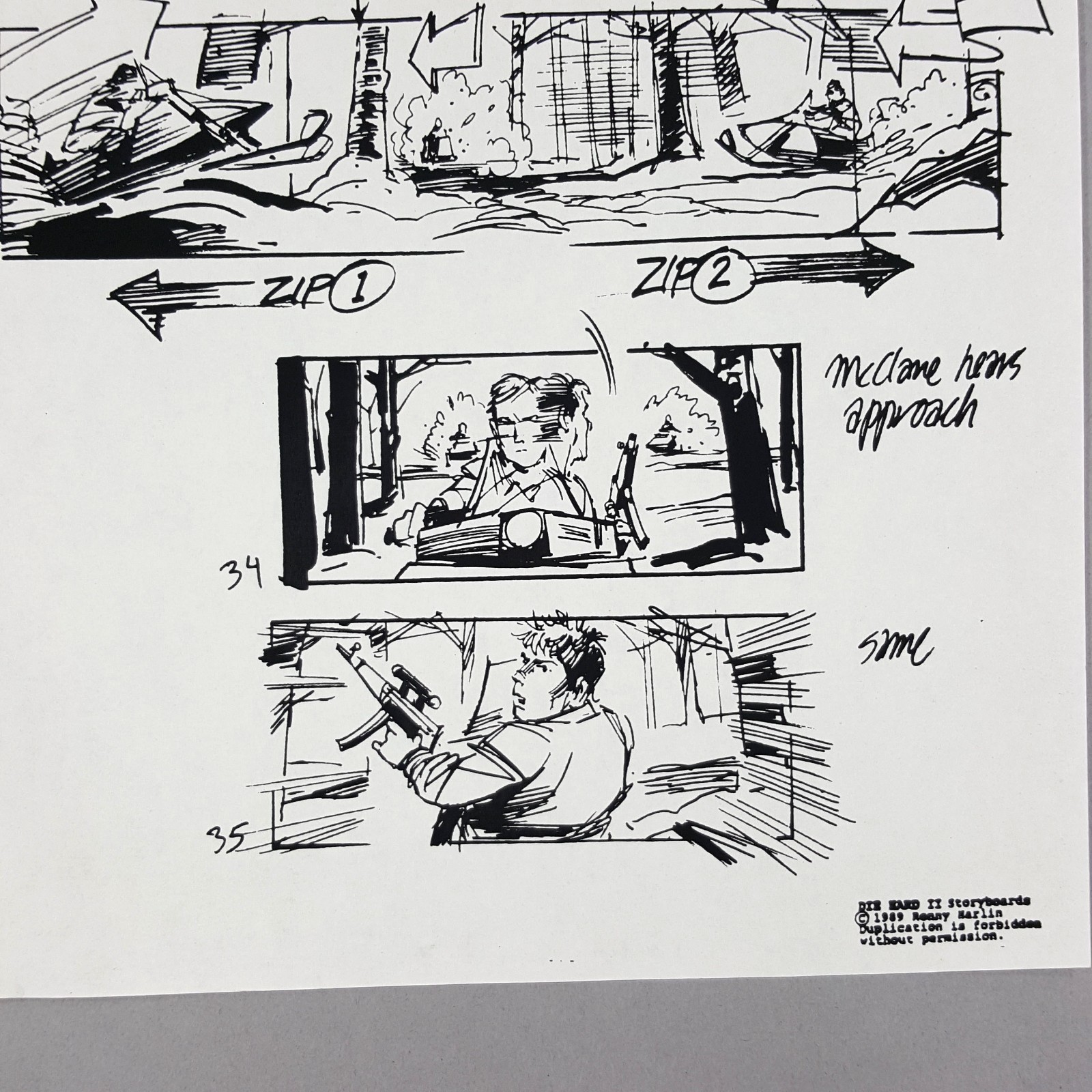 Image 7 of Die Hard 2 - Production Used Storyboard, Bruce Willis Snowmobile Chase, Prop 10