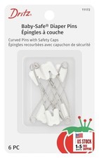 Baby-Safe Diaper Pins, 6 Count