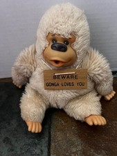 VTG 1978 Russ Gonga Gorilla Plush Thumb Sucking Monkey BEWARE GONGA LOVES YOU