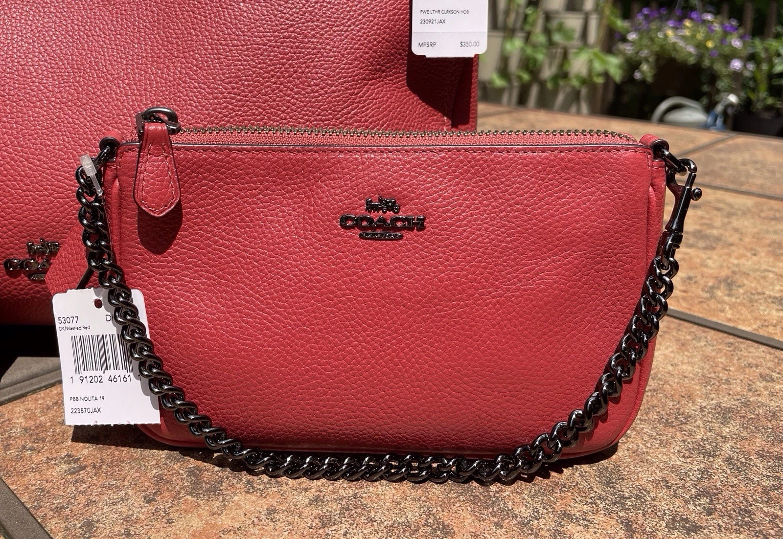 Borsa Coach Nolita 19 in pelle rossa con ferramenta canna di fucile #53077