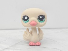 Littlest Pet Shop Authentic # 2179 Cream Swan Teal Eyes mark on head 