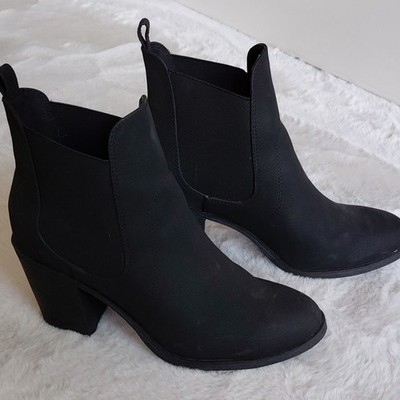 H&M Damen Chelsea Stiefeletten Schwarz EU 40 Blockabsatz Elastikeinsatz Slip-On
