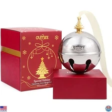 2025 Silver Christmas Bell Ornaments, Sleigh Bell Holiday Keepsake for Tree