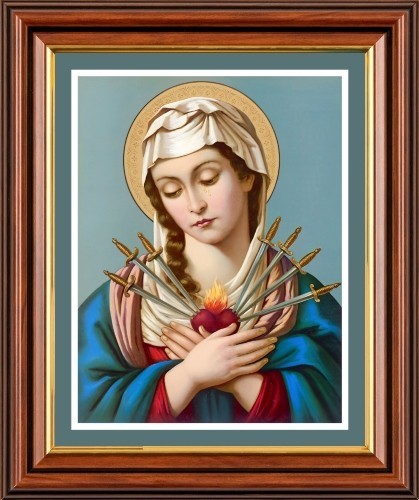 THE IMMACULATE AND SORROWFUL HEART OF THE VIRGIN MARY FRAMED PRINT / PICTURE 658 - Picture 1 of 3