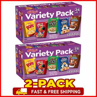 2-Pack Kellogg's Cereal Mini Boxes, Variety Pack, 25-count