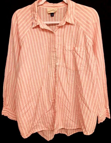 Universalgarn XXL Ware Co. rosa gestreift Leinenmischung Tasche Button Down Top