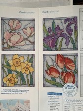 Spring Blooms! Floral Cards Cross stitch Design Chart