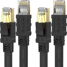 Cat 8 Ethernet Cable 3FT 2 Pack 40Gbps Flat RJ45 Shielded LAN