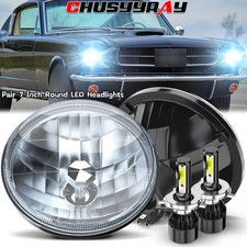 NEW 2026 Pair For Ford Mustang 1965-1978 7" INCH Round LED Headlights Hi/Lo Beam