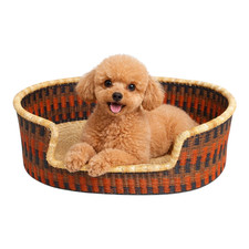 Handwoven Luxury Dog Bed  Natural Elephant Grass Pet Basket  Bolga Artistry