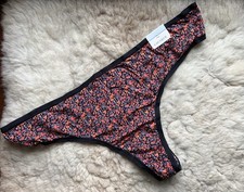 CACIQUE LANE BRYANT 14/16 BLACK PURPLE PINK FLORAL THIN BAND THONG - NEW