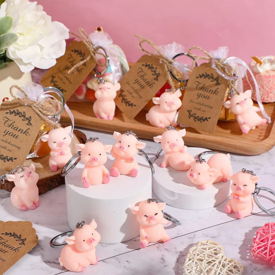 48 Juegos Llavero Cerdo Favores Fiesta Cerdo Rosa Llavero Devolución Regalo para Invitado con... Foto 4 de 4
