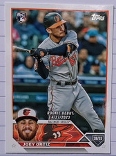 Topps 2023 Update Series Rookie Debut Joey Ortiz #US103 RC Orioles Baseball Card. rookie card picture